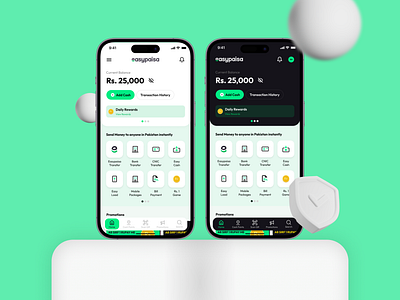 Easypaisa Mobile Bank App Redesign Concept adobe xd app banking app clean app design dark mode design easypaisa figma expert financial app design fintech app green iphone app mobile app design mobile wallet modern design neobrutalism ui ux web design