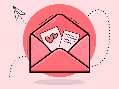 Envelopes with hearts illustration Vector envelope icon