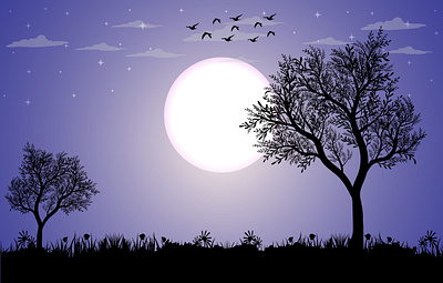 Beautiful Moonlight Scenery Illustration background