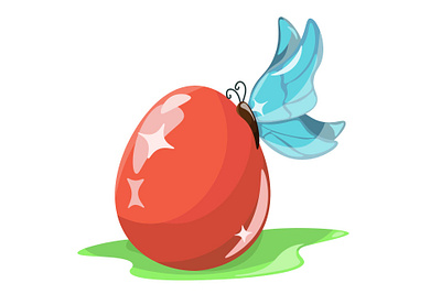 Red Easter Egg and Butterfly graphic design