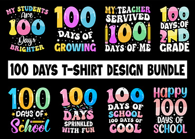 100th days of school t-shirt Set, Colorful t-shirt for Kids saying