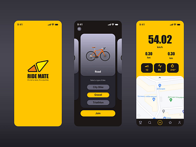 App for cyclists cycling app logo sportapp track tracker ui ux velo