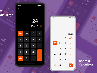 DailyUI - 04 - Android & IOS - Calculator App agency landing page app calculator calculator app design challenge conceptdesign dailyui ui ui challenge design webdesign