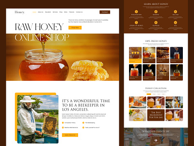 🍯Honey Website Design🐝 clean website design ecommerce graphic design honey bee. minimal product selling raw honey shopify uiux web website website design