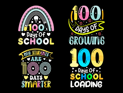 100th days of school Colorful t-shirt Design Set