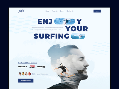 Surfing Club Website UI agency branding design illustration landingpage logo surfing trendy ui uiux ux vector