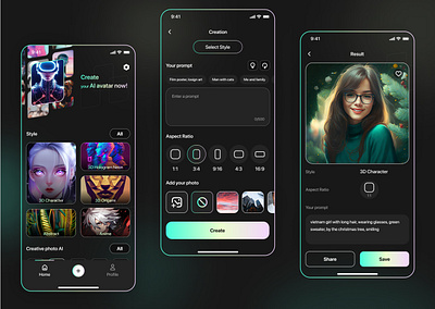 Creat AI avatar app daily ui challenge design ui uiux uxui