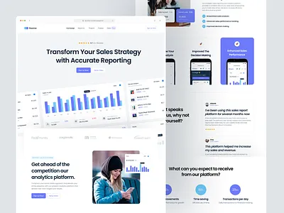 Sales Report - Saas Landing Page clean client dashboard homepage landing design landing page modern our services report saas sales stat stats testimonial web website website design