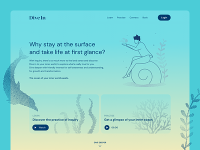 Dive-In blue ui course desktop ui health learning linear meditation ocean sea web design wellness