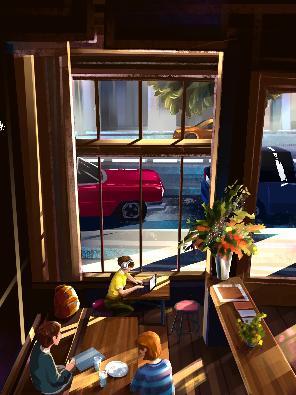 Quite Afternoon In The City art colors design dribbble environmental exterior graphic design graphics illustration illustrator interior light procreate