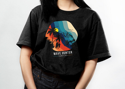 Retro wave hunter surfers t-shirt design customtshirt