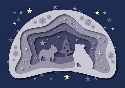 Card christmas dog illustration illustrator snow