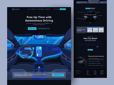 AutoCar Website Design automobile autonomus booking car cards charging design electric car ev figma future illustration landing page technology ui ui design vechile vr website website design