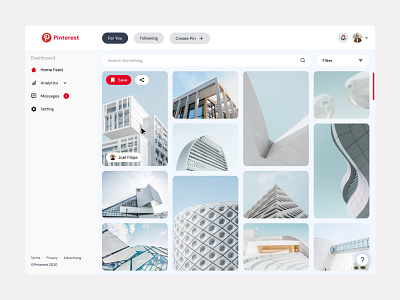 Pinterest Dashboard | Redesign app branding company dashboard design figma images ios minimalism mobile app photo pinterest redeisgn ui uiux ux