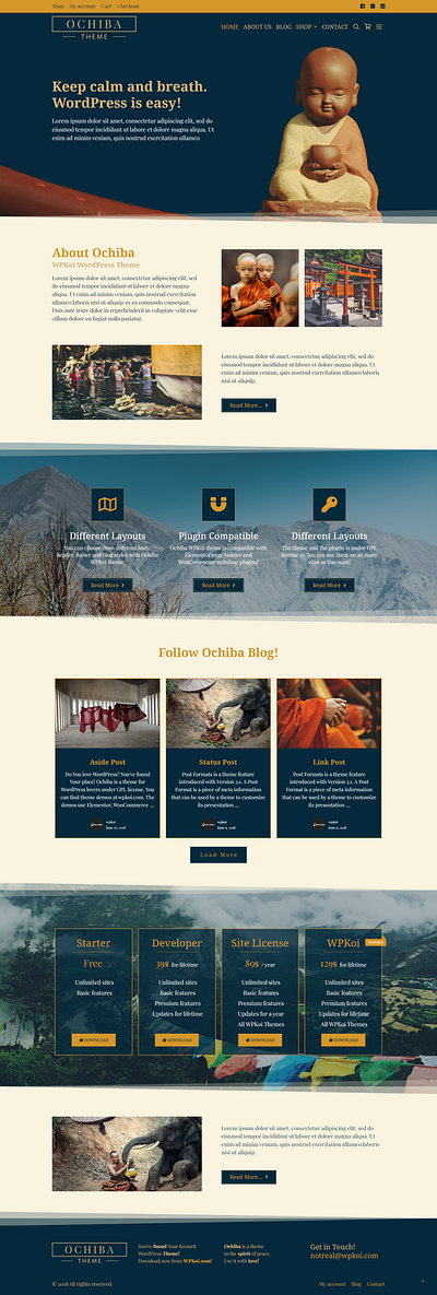 Ochiba WPKoi WordPress Theme app buddhism buddhist calm elementor modern portfolio religios template unique web design webdesign website wordpress