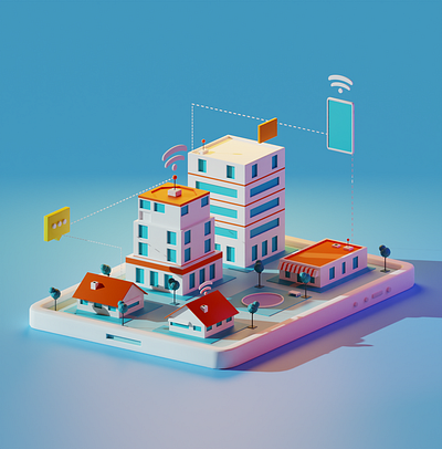 Isometric Town . 3d animation art blender branding cycles dribble evee graphic design isometric logo motion graphics ui