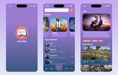 Streaming app gameapp letsplay streaming streamingapp ui uiux ux