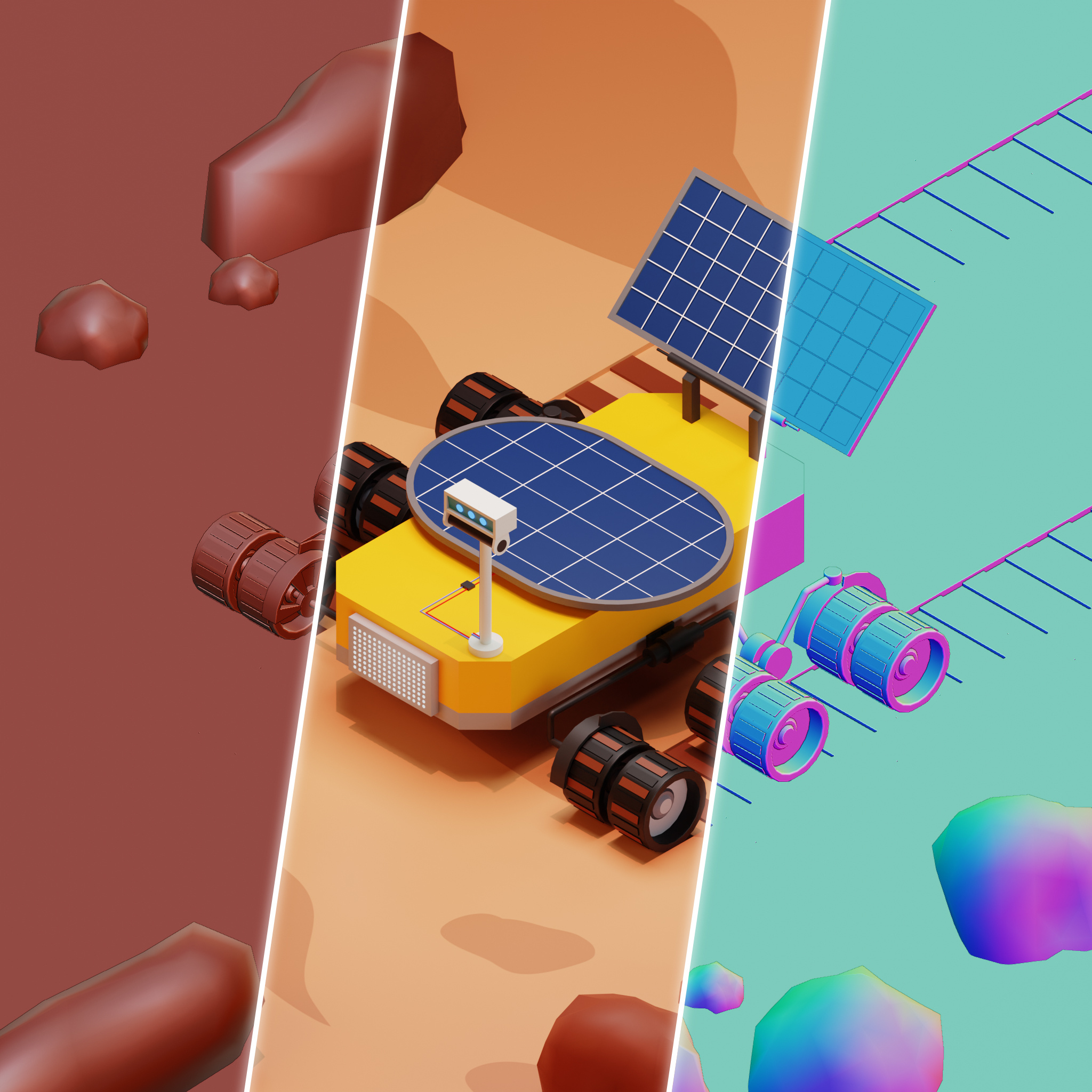 Mars Exploration Rovers 3d 3d design blender game asset game design lowpolydesign