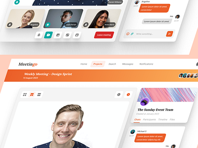 Meetingo - Video Conference app collaboration meeting mobile ui ux app design clean online meeting ui uidesign uiux ux video conference video meeting
