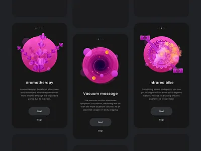 Onboarding Screens & Custom Illustrations - Wellness services app design branding clean graphic design illustration minimal mobile mobile app mobile application mobile design modern onboarding responsive technology typography ui ui design ux ux design vector