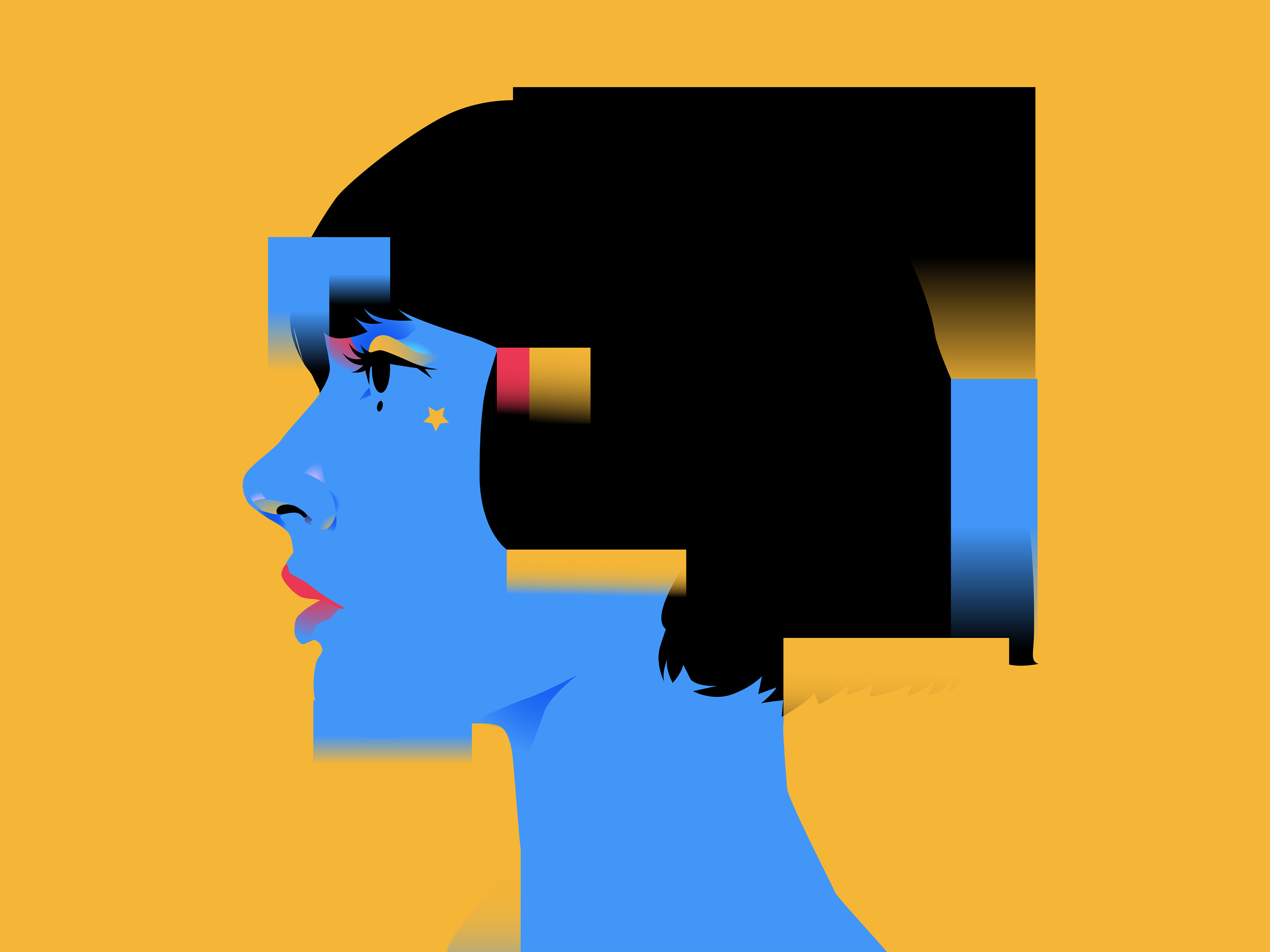 Something Like This abstract composition girl portrait gradient gradient map illustration laconic lines minimal portrait portrait illustreation poster side portrait