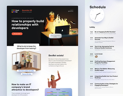 Landing Page For IT Conference GeekRel 2021 3d conference devrel it landing page sims ui user interface