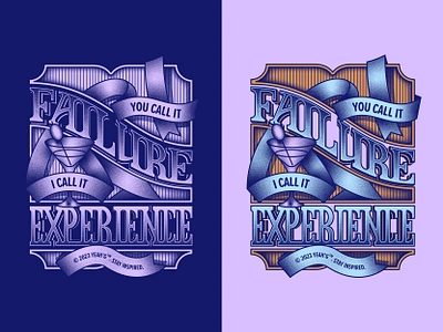 You Call it Failure, I Call it Experience blue grain grain texture graphic design handlettering handmade font lettering noise noise shading noise texture oldschool print print design purple retro rustic sticker sticker design typography vintage