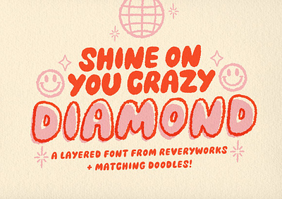Crazy Diamond Fonts + Doodles branding comic cute design feminine graphic design greeting cards illustration lettering logo typography visual identity