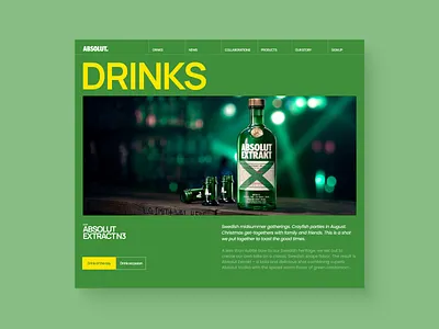Absolut website redesign / Drinks cocktails concept design designerweb drink drinks party redesign ui vodka webdesign webredesign websiteui