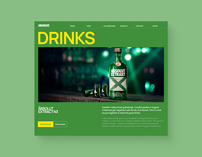 Absolut website redesign / Drinks cocktails concept design designerweb drink drinks party redesign ui vodka webdesign webredesign websiteui