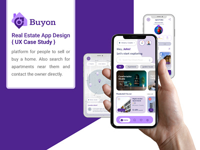 UX Case Study | Buyon | Real Estate App Design app buyon case study design agency design system low fidelity problem statement project overview real estate real estate app real estate app design real estate ux testing user flow user interface user research ux ux app ux case study ux design