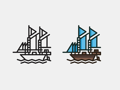 Phinisi boat illustration line art line icon phinisi pinisi sea ship