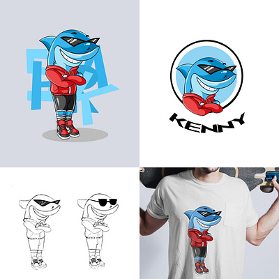 Kenny Shark blue illustration logo mascot mascot logo shark sharkcartoon