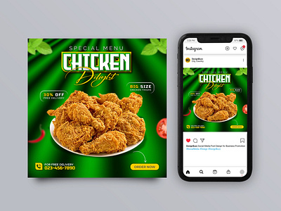 Social Media Post | Instagram Carousel Design Template advertising banner carousel chicken banner creative creative design design designer discount banner food menu graphic design instagram marketing modern post design restaurant sale post social media sqaure web design