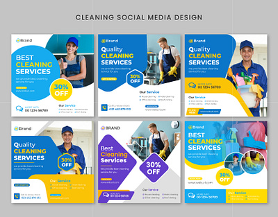 Cleaning service social media design template branding creative creative design design designer flyer design graphic design illustration logo
