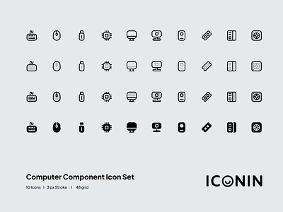 Computer Component Icon Set app icons flat icons icon icon illustration icon pack iconin iconography icons icons set illustration line icons stroke icons