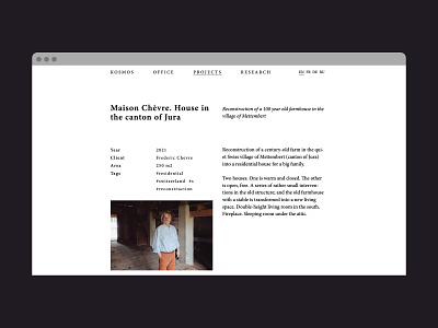 KOSMOS portfolio website architectural studio layout minimalism portfolio responsive ui web web design