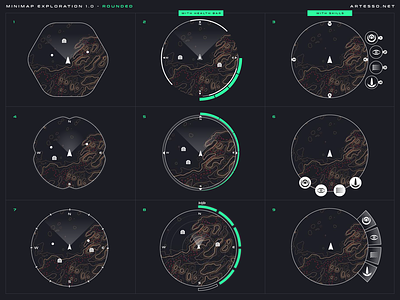 Minimap Exploration 1.0 - Rounded concept dark futuristic game gaming interface minimap ui