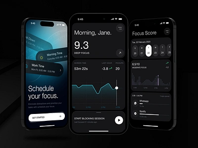 Foccus - Screen Time Mobile App app app interface designer app ui design dark mode dashboard design focus ios iphone mobile mobile app mobile ui mobile ui designer productivity schedule time management ui uiux ux