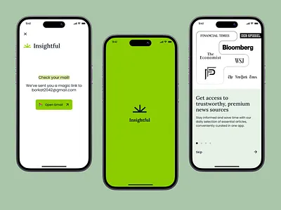 Insightful News Mobile Application app design apps design clean design graphic design minimal mobile mobile app news news app onboarding splash ui uiux ux