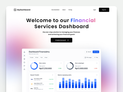 Landing Page - Dashboard Financial Service clean dashboard financial gradient landing page landingpage saas service web design