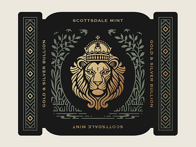 Scottsdale Mint branding drawing gold graphic design illustration illustrator label design linework lion lion logo packaging procreate