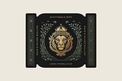 Scottsdale Mint branding drawing gold graphic design illustration illustrator label design linework lion lion logo packaging procreate