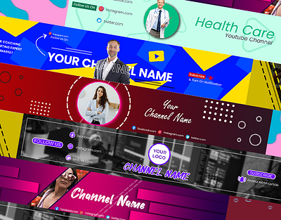 Youtube Banner Design Collection 01 channel art cover graphic design youtube youtube banner