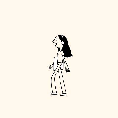 Sunday Stroll character design illustration line drawing minimalist