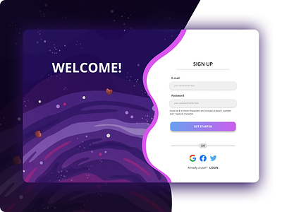 SIGN UP PAGE challenge dailyui page web sign up space themes ui website