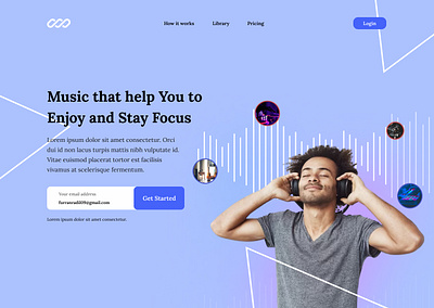 Landing Page_Music App app design flat graphic design illustration ui uidesign