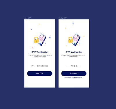 Simple OTP screens/ fintech, otp verification. animation app app design dark theme design figma fintech flutter homescreen illustration logo mobile ui ui