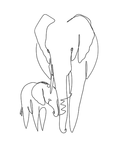 Elephants design illustration line drawing minimalist