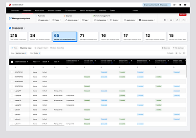 Remote Management Dashboard dark mode dashboard it list remote management table ui ui design ux